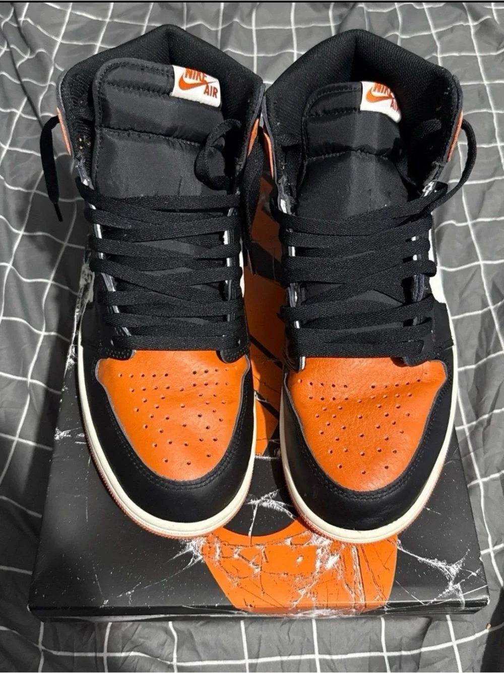 Nike Men’s Black and Orange High-Top Sneakers